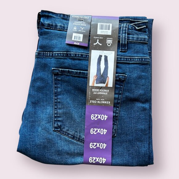 Kenneth Cole Men's Straight Leg Jeans Stretch Denim Blue Size 40x29 - Picture 1 of 12